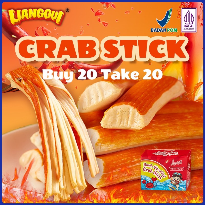 

40pcs Lianggui Stick Crab BBQ & Pedas HALAL - Cemilan Viral, Snack Gurih Renyah untuk Ngemil
