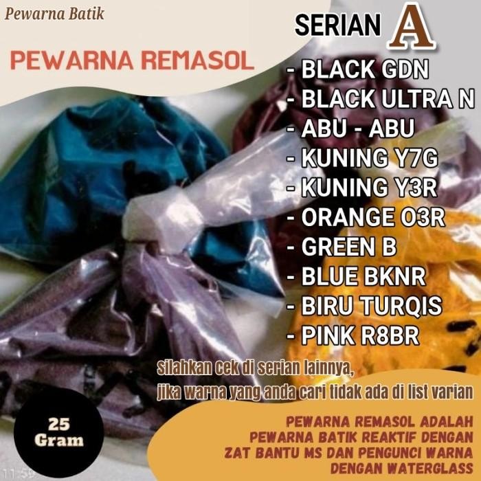 

ASLI PEWARNA REMASOL 25GR/TERMURAH WARNA REMASOL TIEDYE (SERIAN A)