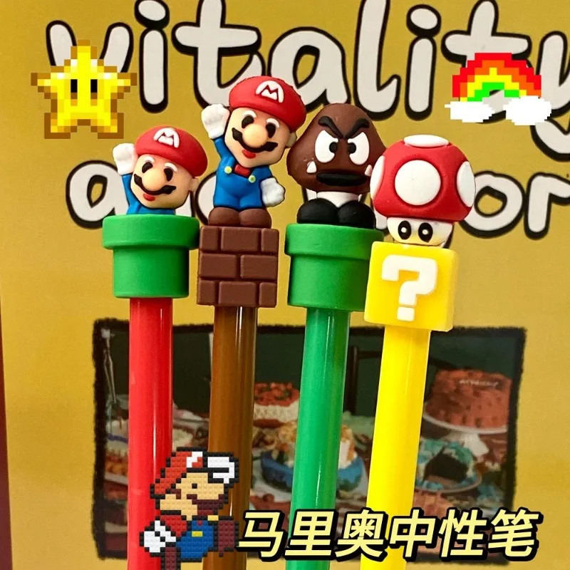 

MINISO 4pcs Super Mario Bros boys and girls new personality creative fun cute cartoon pattern non-erasable quick-drying gel pen