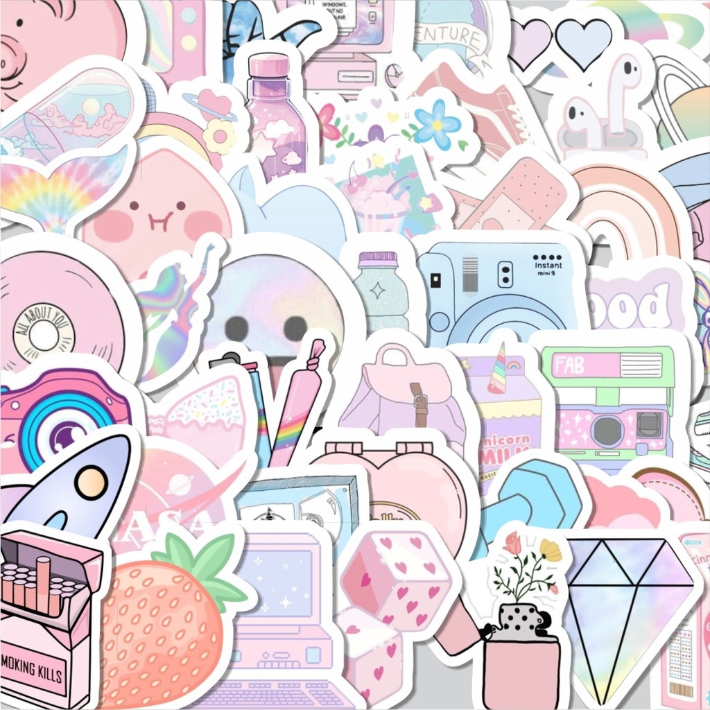 

Stiker Cutting Pack Stiker INS Style Pastel Isi 100Pcs Series Aesthetic Lucu Keren Untuk Koper Bahan Vynil