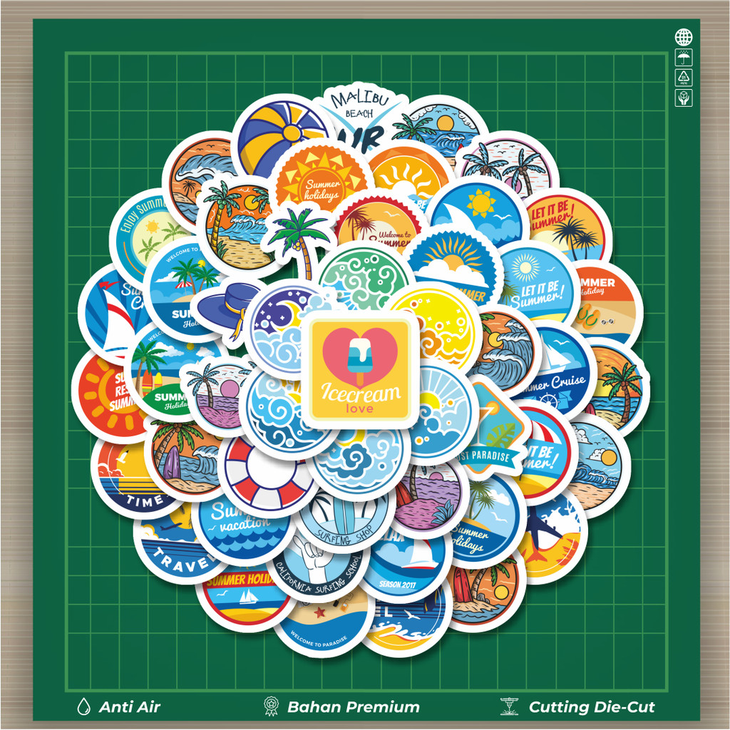 

HOT 50 PCS STIKER Stiker Pantai Stiker Stiker Fashion Cars Decal Dingin Kartu Album Custom Vinyl Anti Air- Sticker Aesthetic Buku Journal Koper Casing HP Tablet Laptop Helm Motor Botol Minum