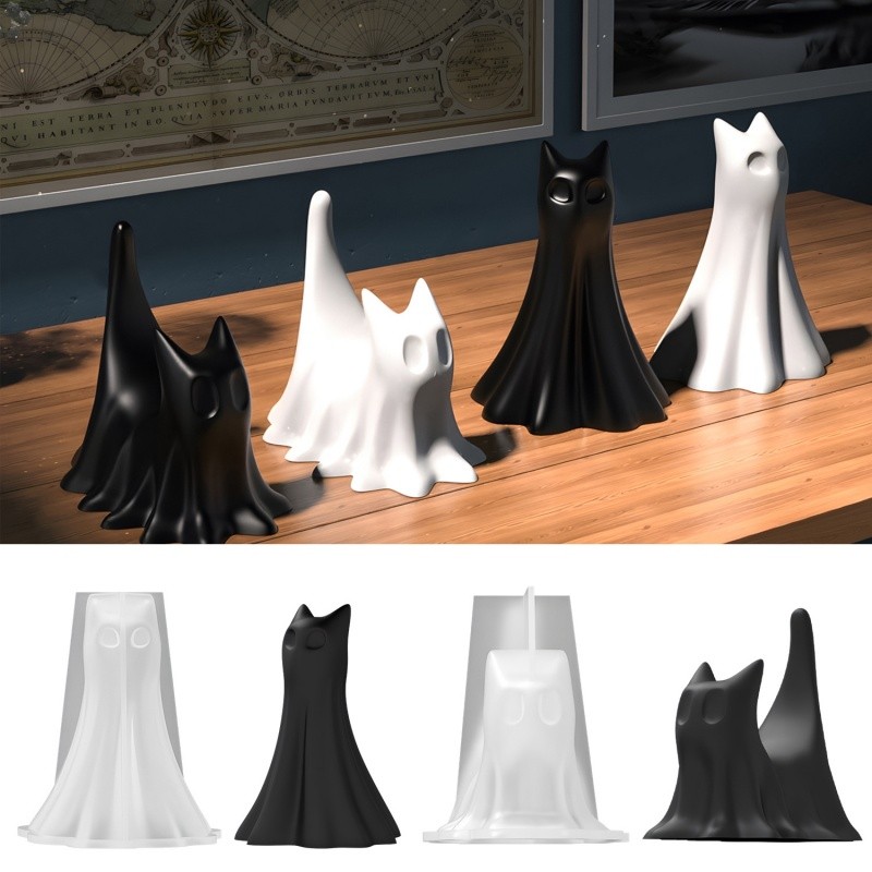 

Halloween Decoration Gypsum Silicone Mold DIY Ghost Cat Candle Aromatherapy Plaster Resin Molds Holiday Handmade Gift Making