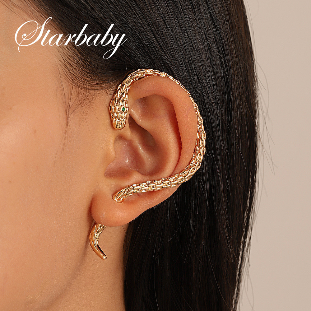 【starbaby】Anting Berlian Mode Anting Berlian Ular Bentuk S Anting Berlian Anting Wanita   A299