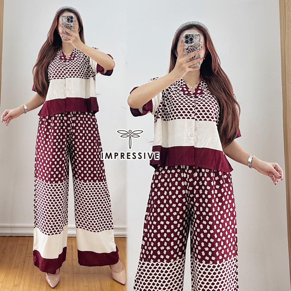 One Set Crop Setelan Celana Kulot Hightwaist Kekinian