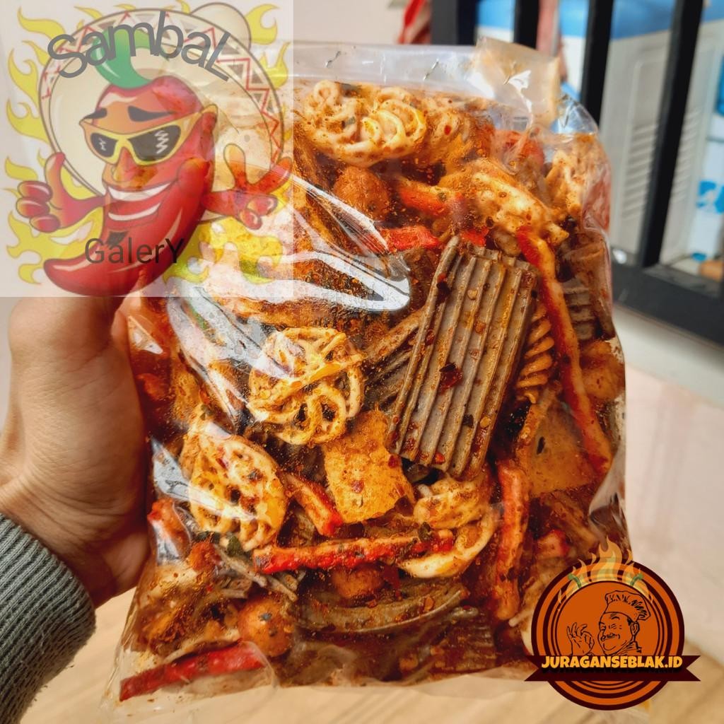 

SambaL Galery KRUPUK SEBLAK CAMPUR/MiX JENGKOL/PEDO/BETON/BASRENG/KRIPIKKACA BUMBU CIKRUH PEDAS DAUN JERUK 500grm
