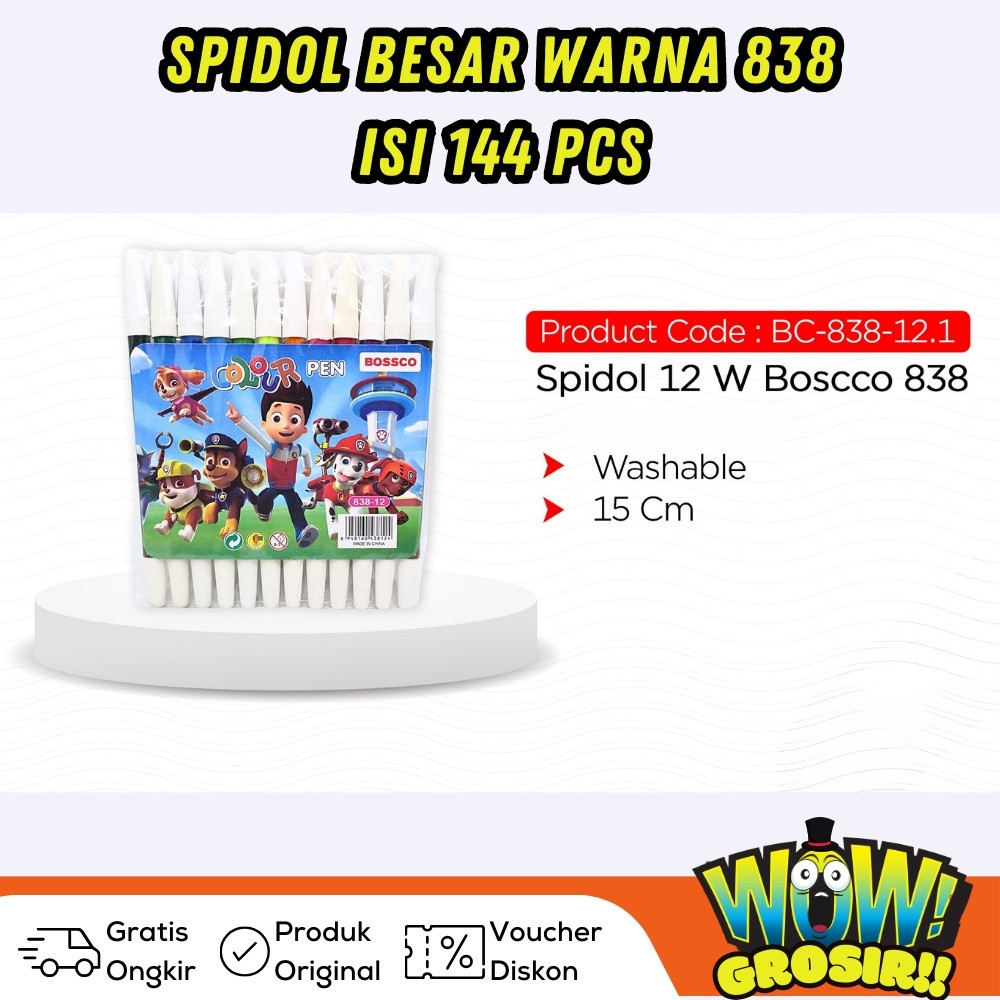 

WOWGROSIR (1 GROSS) Spidol BOSSCO 12 WARNA BESAR 838/ Spidol 12 warna BOSSCO 838/ BOSSCO pw 12 warna BESAR