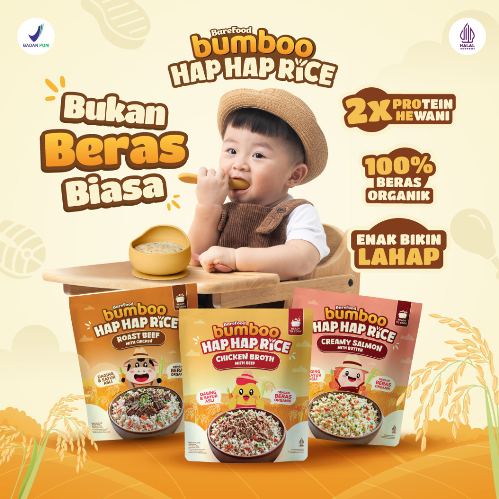 

Bumboo Hap Hap Rice 180gr - Beras Organik Double Protein Hewani - Bahan Alami - Tanpa Pengawet