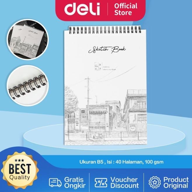 

Deli Buku Gambar B5 Vertikal Jilid Spiral, 40 Halaman, Dapat Dibalik 360 Derajat 73628 Kertas Paper Stationery - 73628