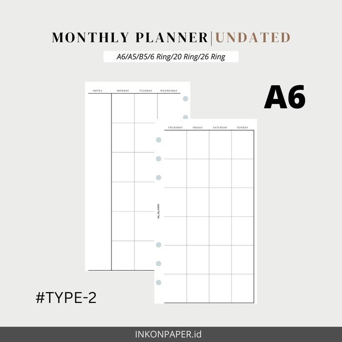 

A6 - Planner 2025, Monthly Planner by INK_ON_PAPER - TYPE 1, DATED, A6, 6 RING
