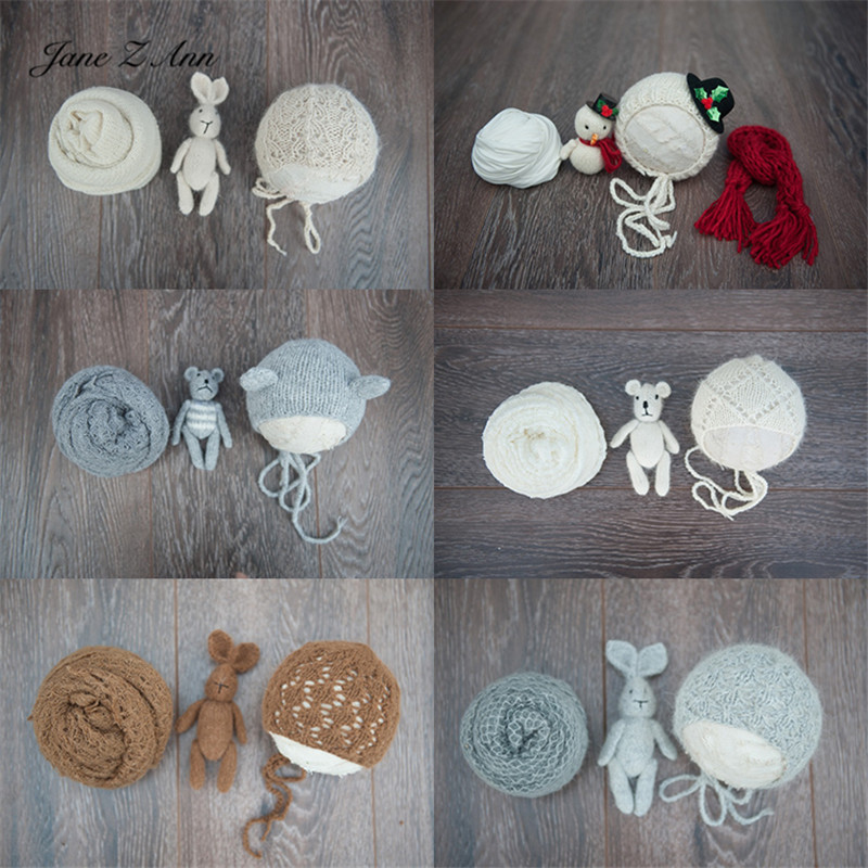 Newborn Handmade knitted doll snowman hat wraps  photography props studio shooting accessories