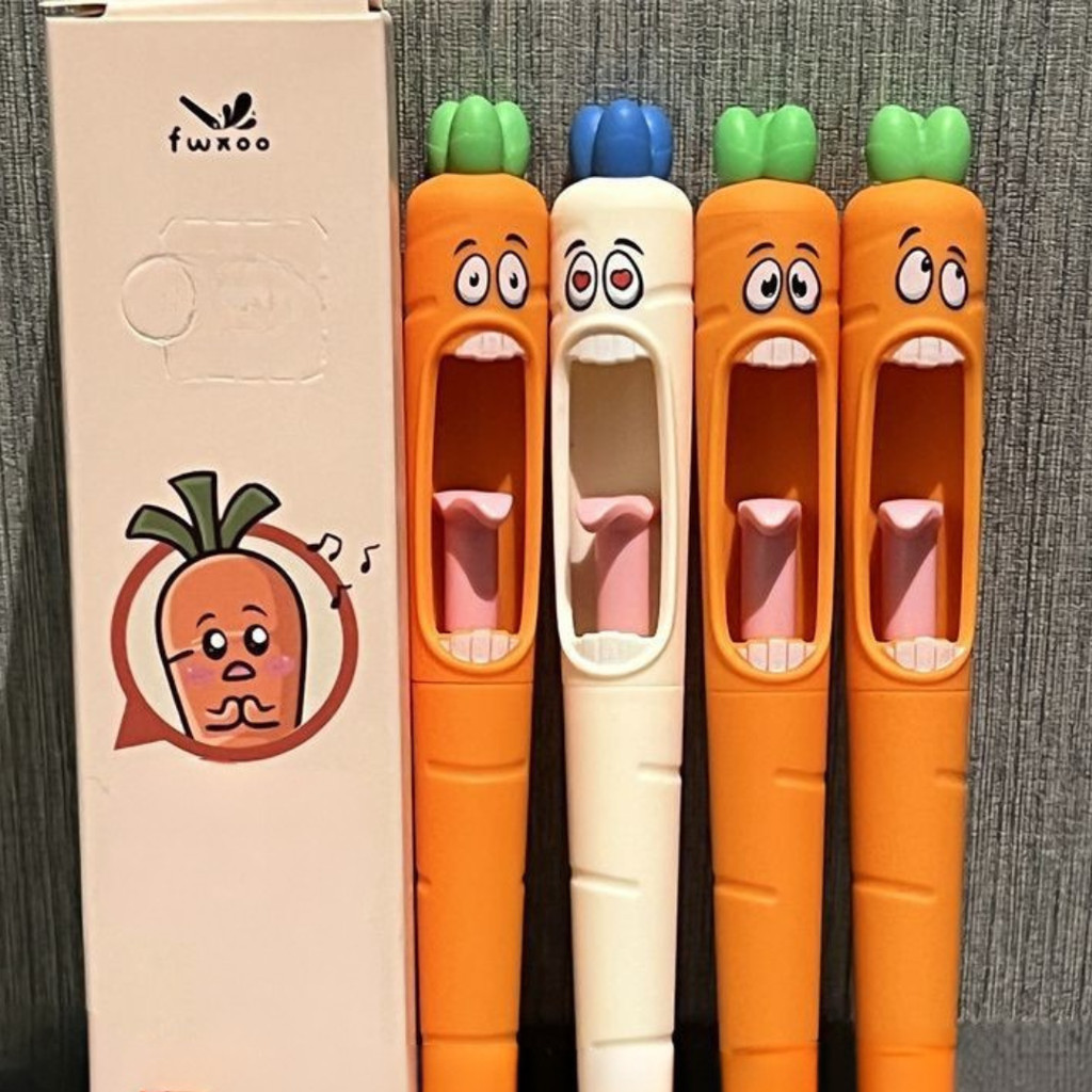 

[doodledreams] Pulpen Wortel Lucu 1 SET Isi 4 PCS / Cute Pen / Bolpen Tinta Lucu/Alat Tulis Sekolah