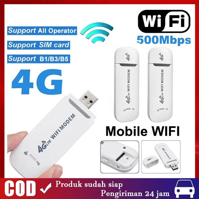 Wi-Fi Modem 4G LTE 500Mbps Portabel All Operator Kartu Jaringan Luar Ruangan USB Nirkabel Laptop Kom