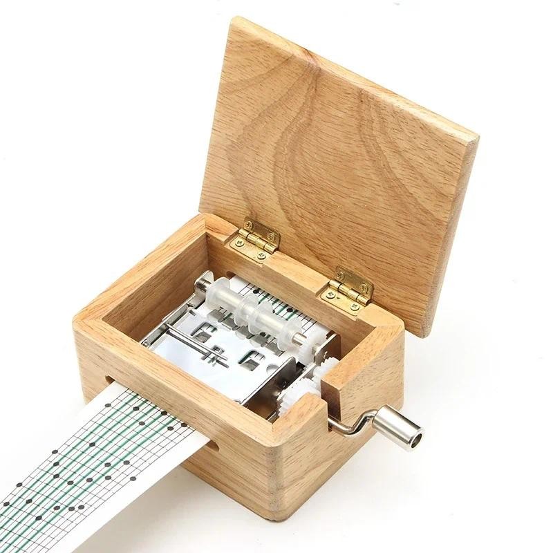 

15/30 Tone Hand-cranked Music Box with Paper Tape Puncher Wooden Box Music Paper Composing Movement Creative DIY Composing Music