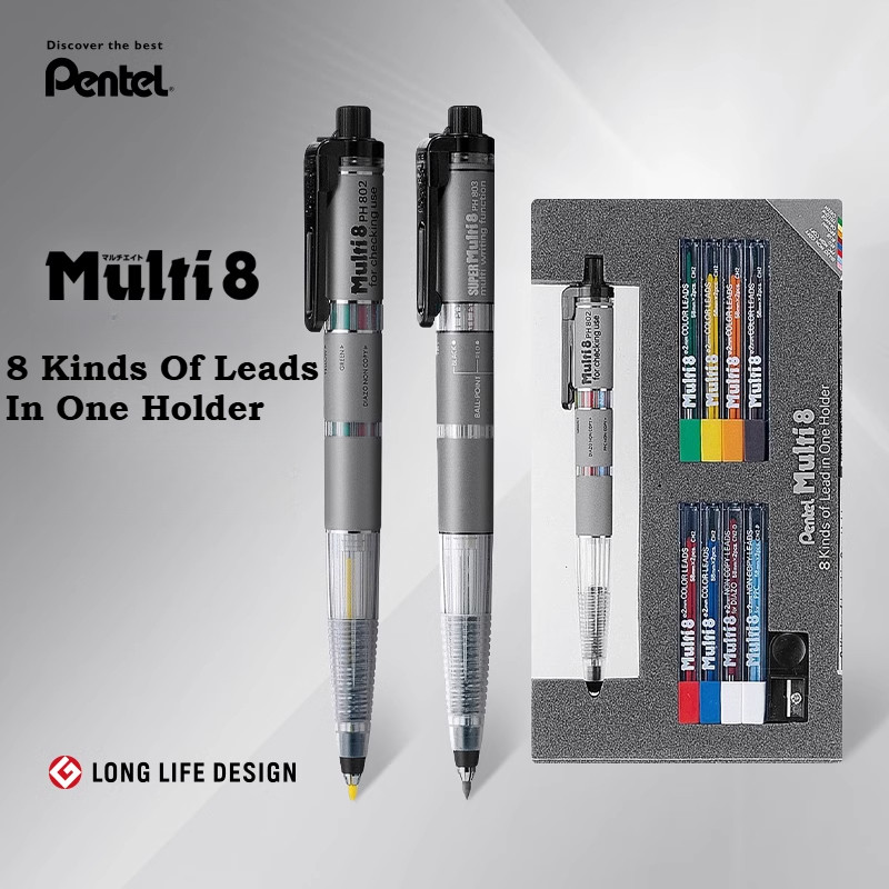 

Pentel Pencil Lead Holder and Lead Set, Multi 8 Set / Automatic Mechanical Pencil Set Automatic Knock Type For Designer Artist