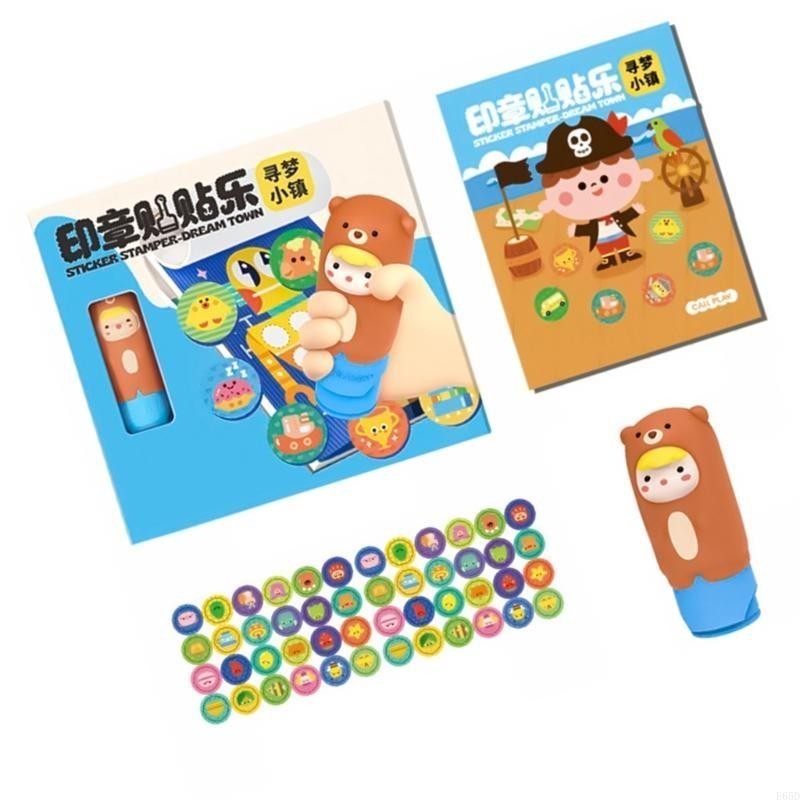 

Children Craft Stamp Stickers with Stamping Activity Book Colorful Cartoon Stickers for Toddlers Fine Motor Skill E65D
