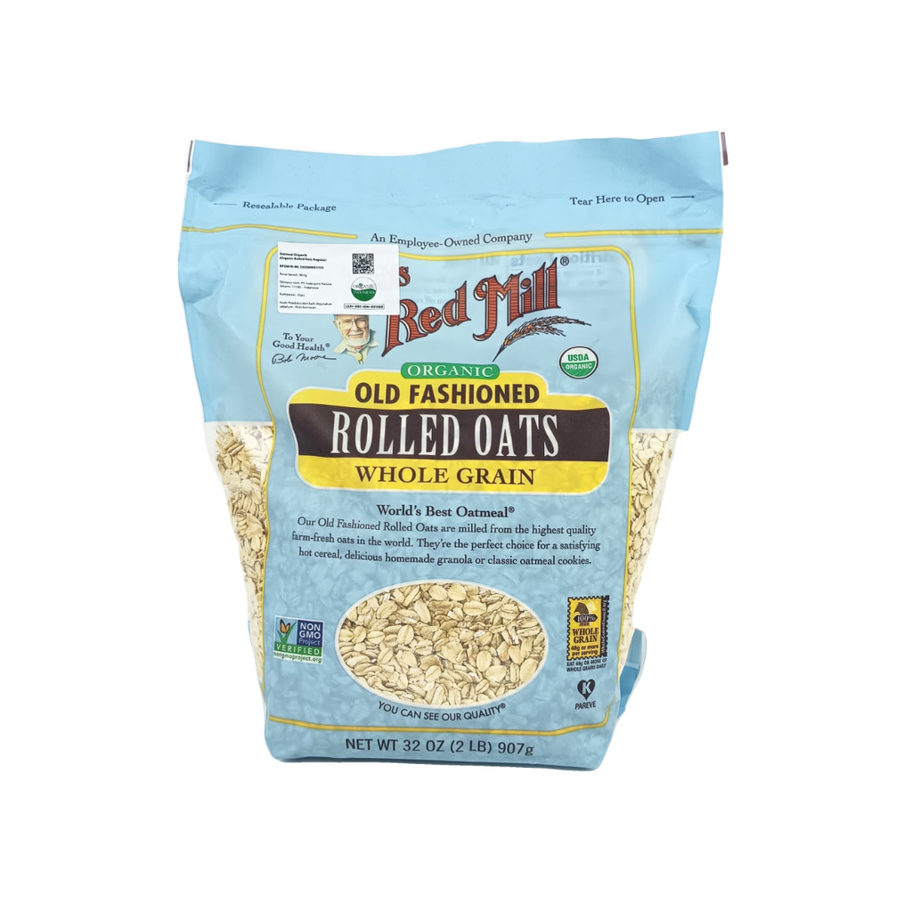 

[BEST BEFORE 21 SEPTEMBER 2025] Bob's Red Mill Organic Old Fashioned Rolled Oats Whole Grain 907Gr