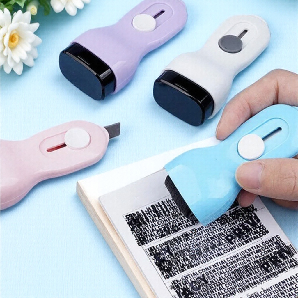 

Identity Protection Roller Stamp with Cutting Tool Wide Rolling Theft Prevention Stamp for Secure Confidential Document Printing