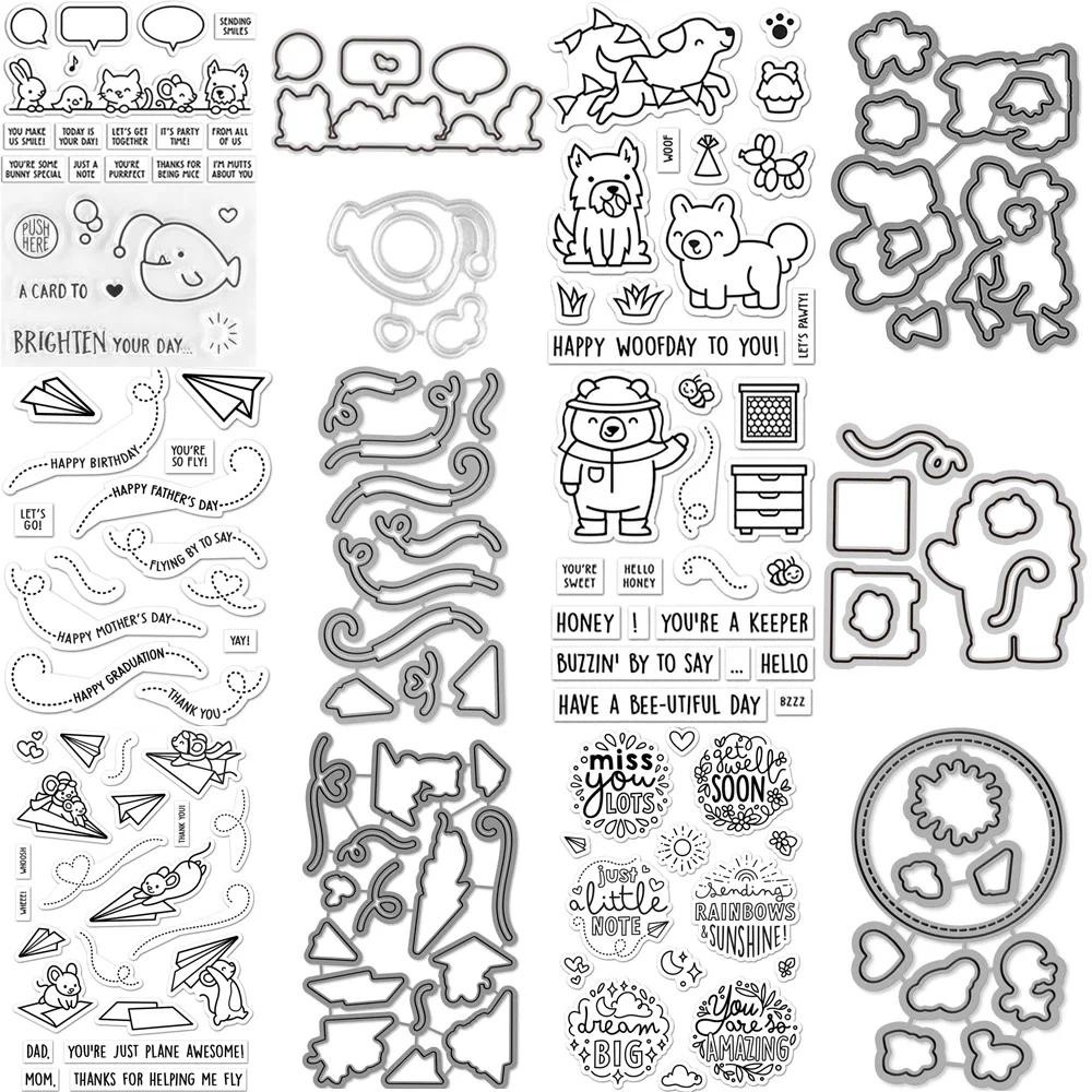 

Just Plane Awesome Clear Stamps and Dies More Magic Messages Happy Woofday Stamps set for DIY Scrapbooking Album Decoration Card