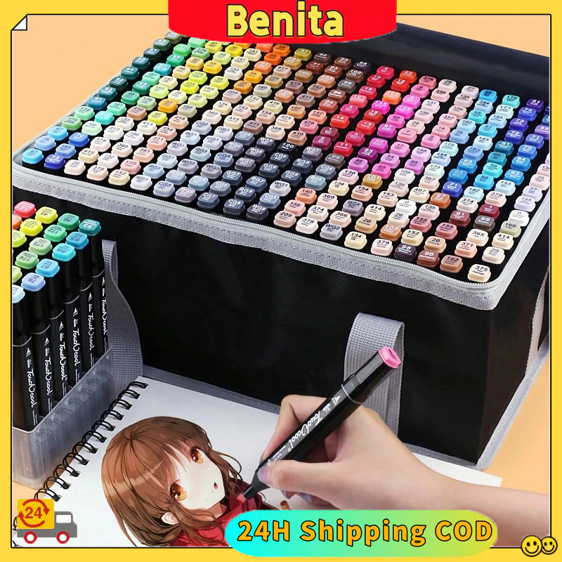 

New 【Murah COD】204/168/120 Warna Spidol Warna Dual Side Fine Art Brush Pen Sketsa Animation Markers Twin Market Set SpidolPremium