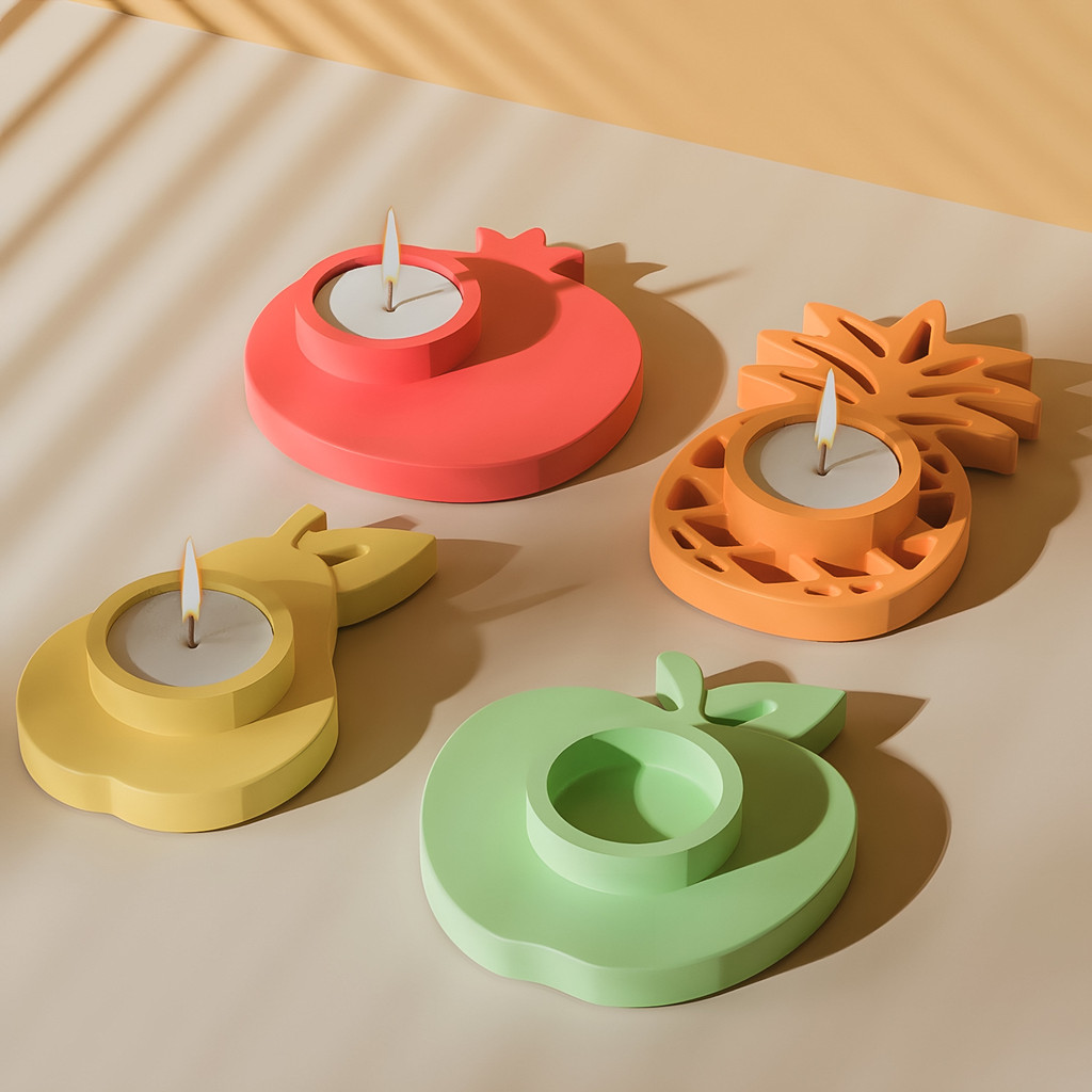 

Fruit Candle Holder Silicone Mold DIY Apple Pear Pineapple Candlestick Plaster Cement Mould Craft Ornament UV Resin Making