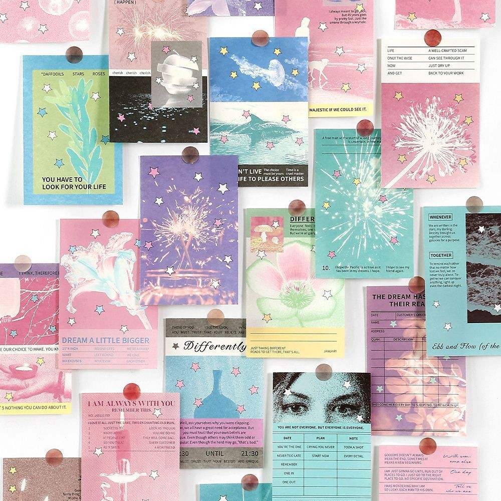 

50pcs/lot Memo Pads Material Paper Starry Moment Junk Journal Scrapbooking Cards Retro Background Decoration Paper