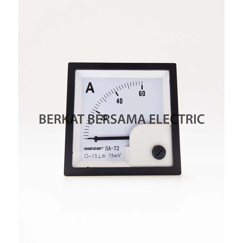 SALZER AMPERE METER FOR DC CURRENT 72X72 ANALOG - 0 - 5A / 5A