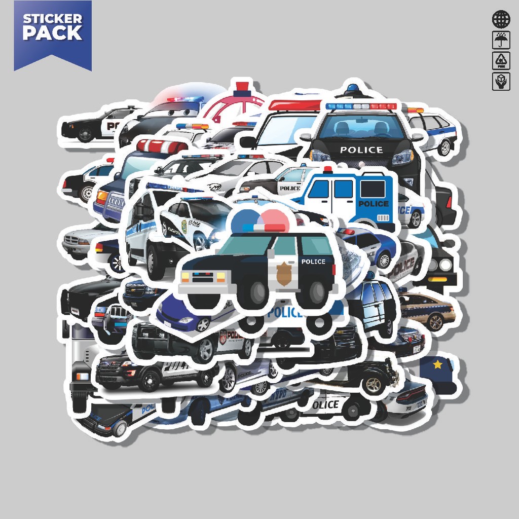 

[100PCS]Stiker Pack Stiker Police Car Series [Seri Mobil Polisi] Aesthetic Vinyl Anti Air Dekorasi Sticker Laptop Buku Journal Koper Helm Casing HP Gitar Helm Skateboard