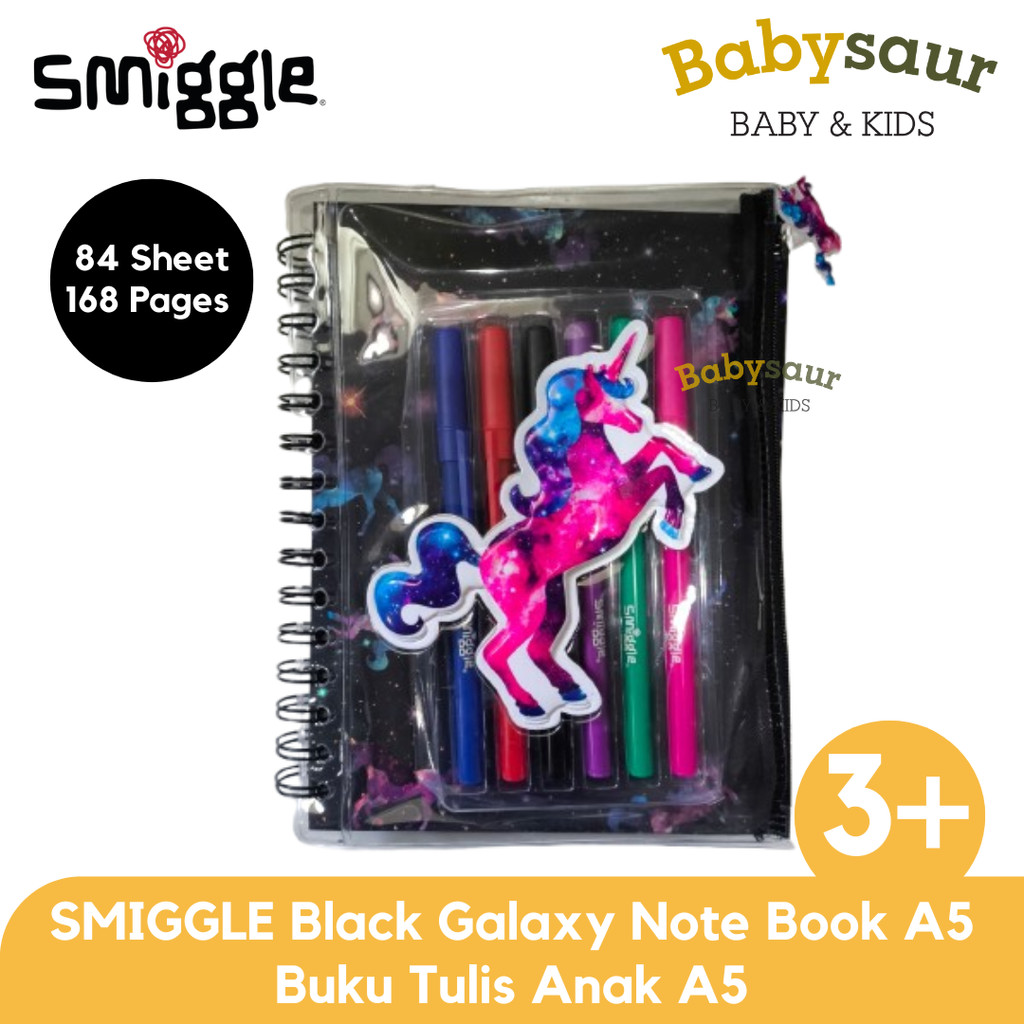 

SMIGGLE 100% Original Black Galaxy Note Book A5 Buku Tulis Anak A5