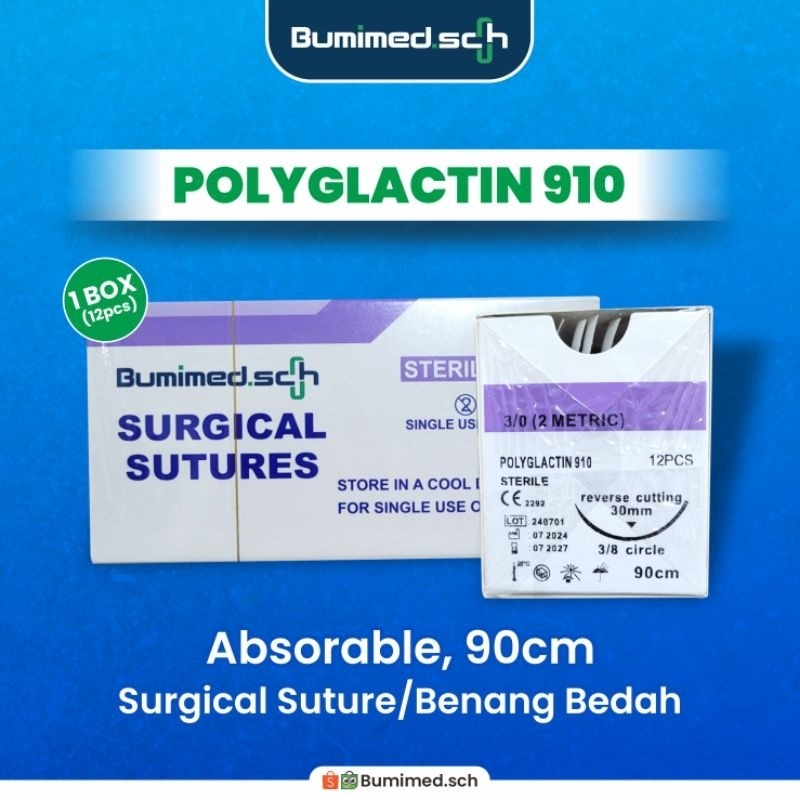 Benang Jahit Oprasi Poliglaktin 910 / Surgical Suture Polyglactin 910 / Vicryl / Benang Bedah (Rever