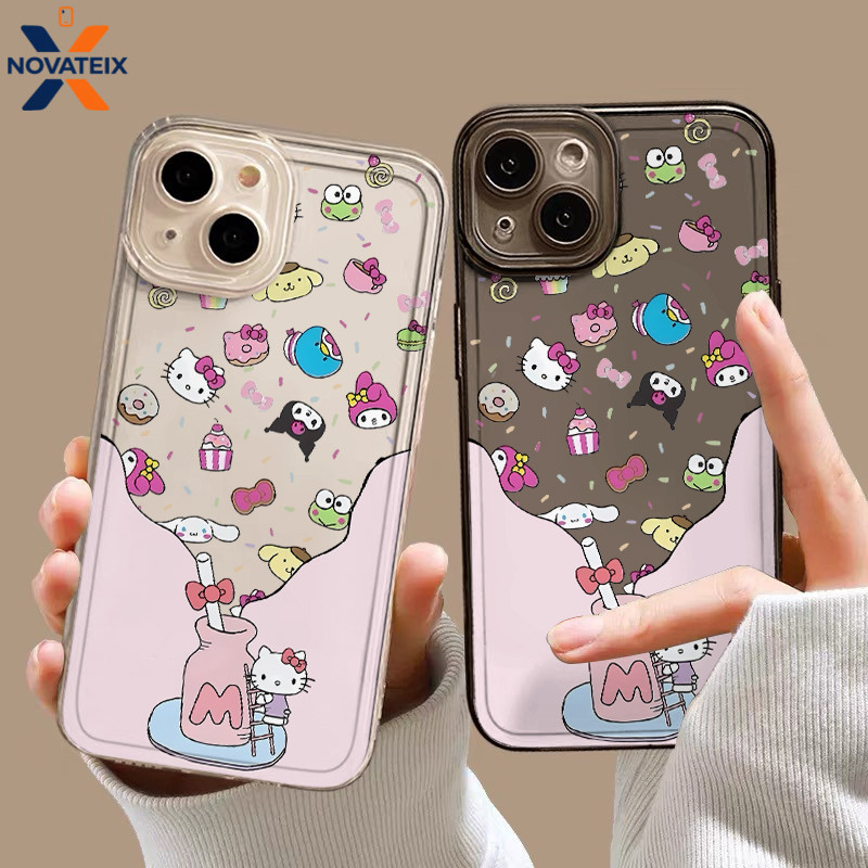 Casing IPhone Kucing botol harapan Transparan Soft Case Fashion Cocok untuk iPhone 11 12 13 14 15 16