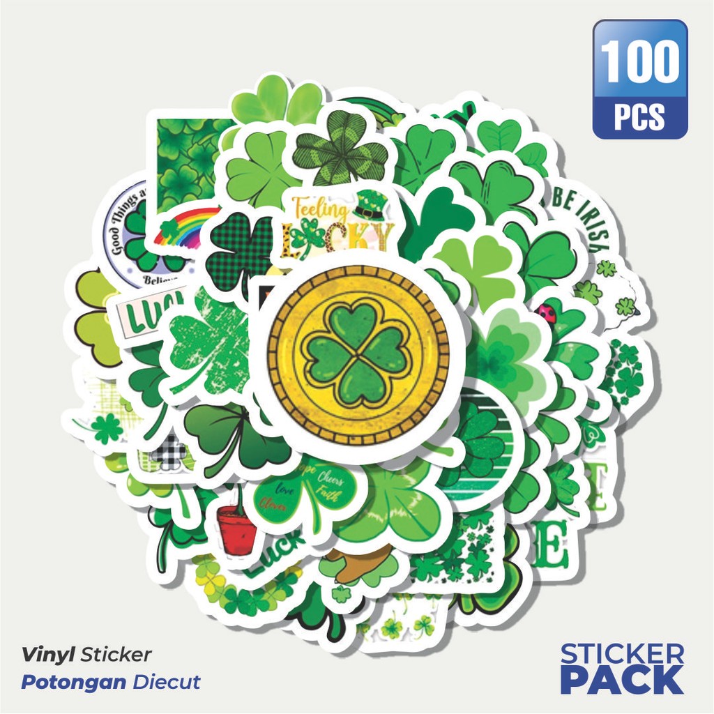 

Super Hemat! 100 PCS Stiker Four Leaf Clover [Semanggi Berdaun Empat] Waterproof Aesthetic- Untuk Laptop, Motor, dan Helm - Paper Stationery Pack