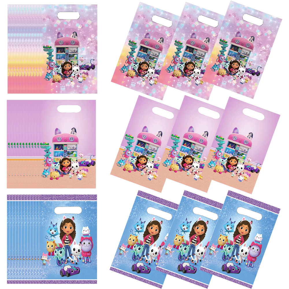 

10/50pcs Gabby Doll House Party Gift Bag Cartoon Theme Candy Bag Storage Bag Baby Shower Party Supplies Decorations Gifts