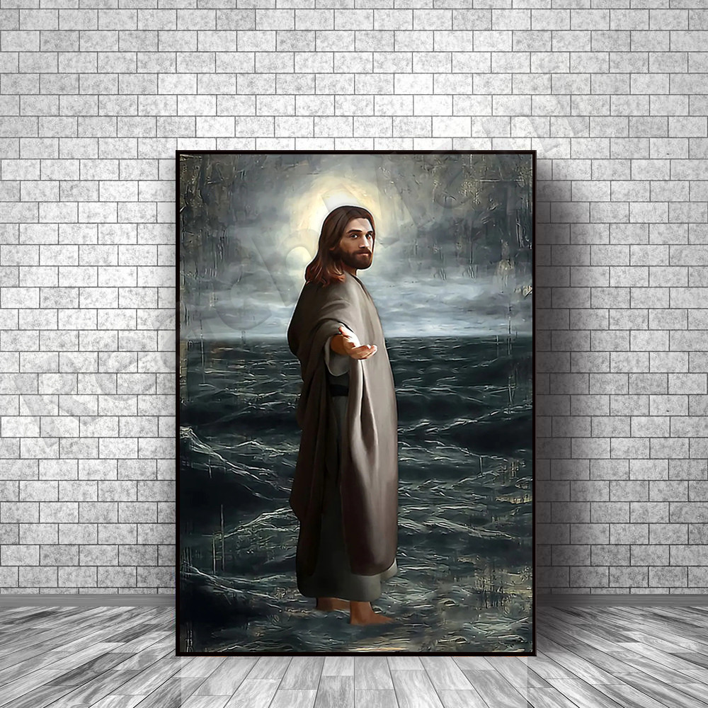 

Jesus standing by the beach art poster, Jesus Christ, God wall art decoration poster
