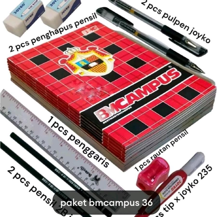 

BUKU KAMPUS PAKET LENGKAP BUKU TULIS SEKOLAH PANJANG BESAR BMCAMPUS ISI 36 lembar 1 PACK/ 10 BUKU FREE 2 PULPEN, 2 TIPE-X, 2 PENSIL, 2 PENGHAPUS ,1 PENGHAPUS Terlaris