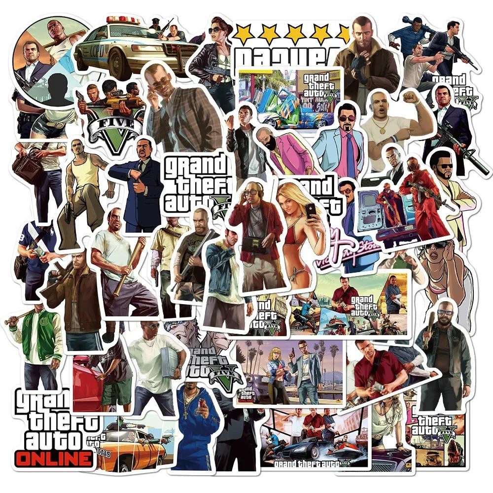 

50Pcs Game GTA Stickers for Laptop Skateboard Guitar Phone Luggage Car Vinyl DIY Decals Cool Waterproof Sticker Kids Toy