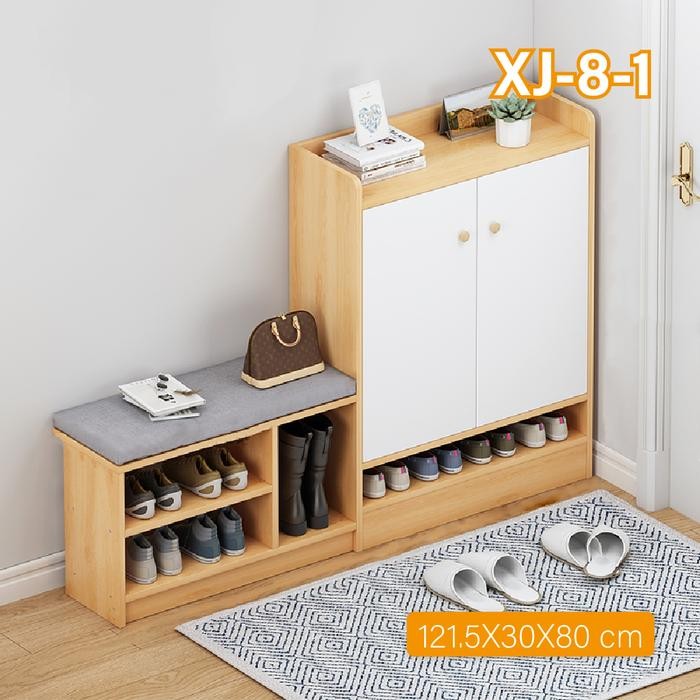 Laris Unik Shop - XJ-8 Rak Sepatu Kapasitas Besar Rak Sepatu Kayu Anti Debu Lemari Sepatu Susun Mini