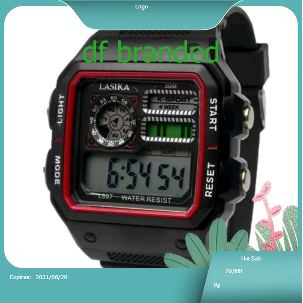 DF Jam Tangan pria LASIKA F97 water resistance