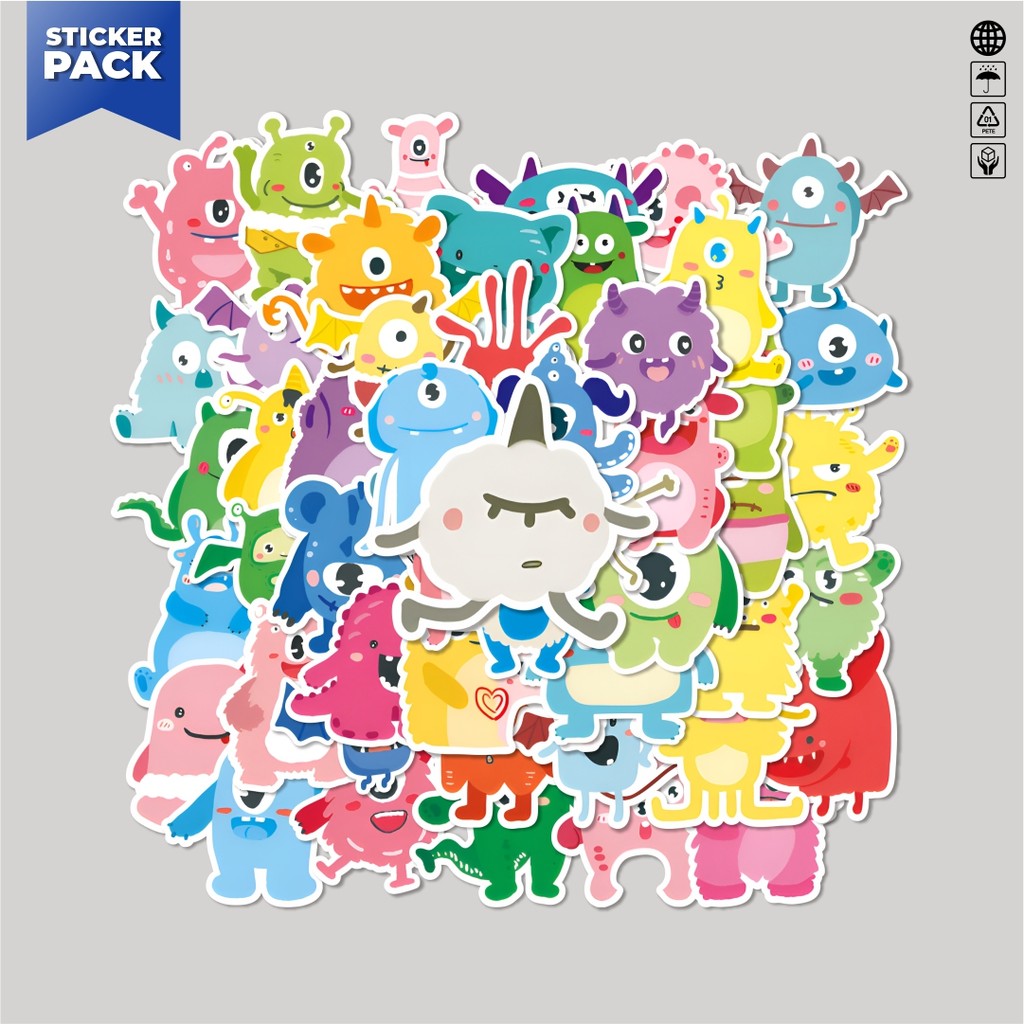 

[100PCS]Stiker Pack Stiker Kartun Cute Montser Family Aesthetic Vinyl Anti Air Dekorasi Sticker Laptop Buku Journal Koper Helm Casing HP Gitar Helm Skateboard