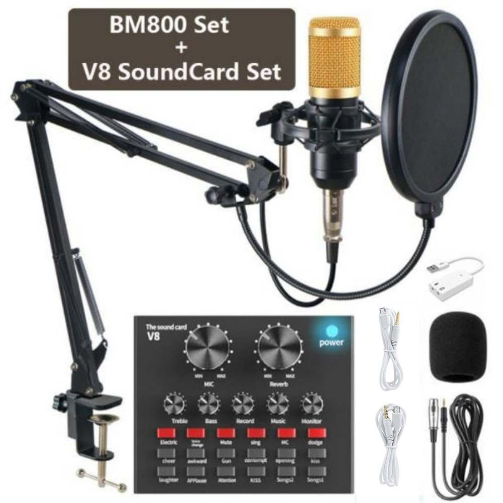 Soundcard V8/PAKET KUMPLIT MIC PAKET LENGKAP LIVE STREAMING KOMPLIT MIC CONDENSER BM 800 + SOUNDCARD