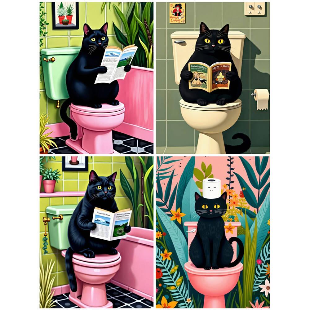 

Drawing By Numbers Cat Toilet Digital Oil Painting Animal Paint By Number Kitten DIY Acrylic Paint On Canvas Home Decor Gift