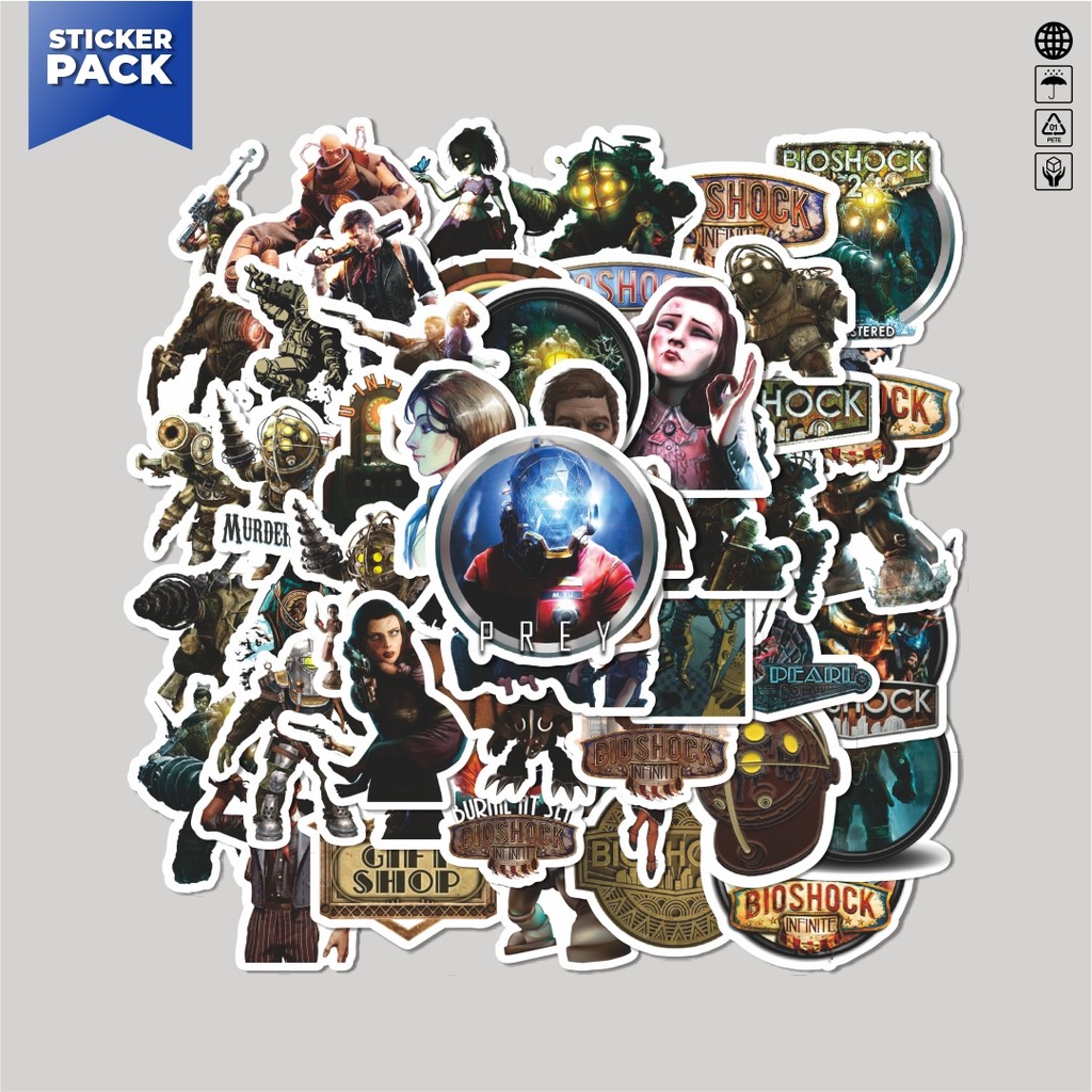 

[100PCS]Stiker Pack Stiker Game Series Steam Bioshock Aesthetic Vinyl Anti Air Dekorasi Sticker Laptop Buku Journal Koper Helm Casing HP Gitar Helm Skateboard