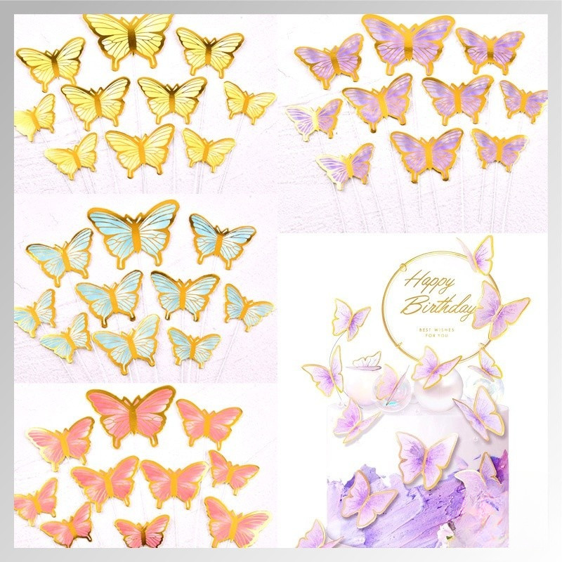 

10 PCS Kupu Kupu Cnatik Pemanis Buket / Kue Cake Topper Birthday Butterfly Hiasan Kue - OS0635