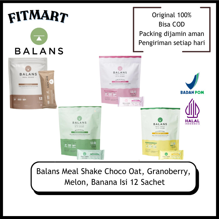 

BALANS Meal Shake Choco Oat | Banana Oat Latte | Granoberry Latte | Melon Chia Latte 12sachet