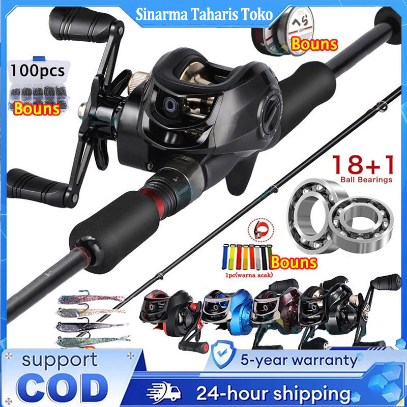【#Beli 1 dapat 5#】 DAIWA joran set lengkap 1.65-2.7m serat karbon and Casting Reel Fishing Set Acces