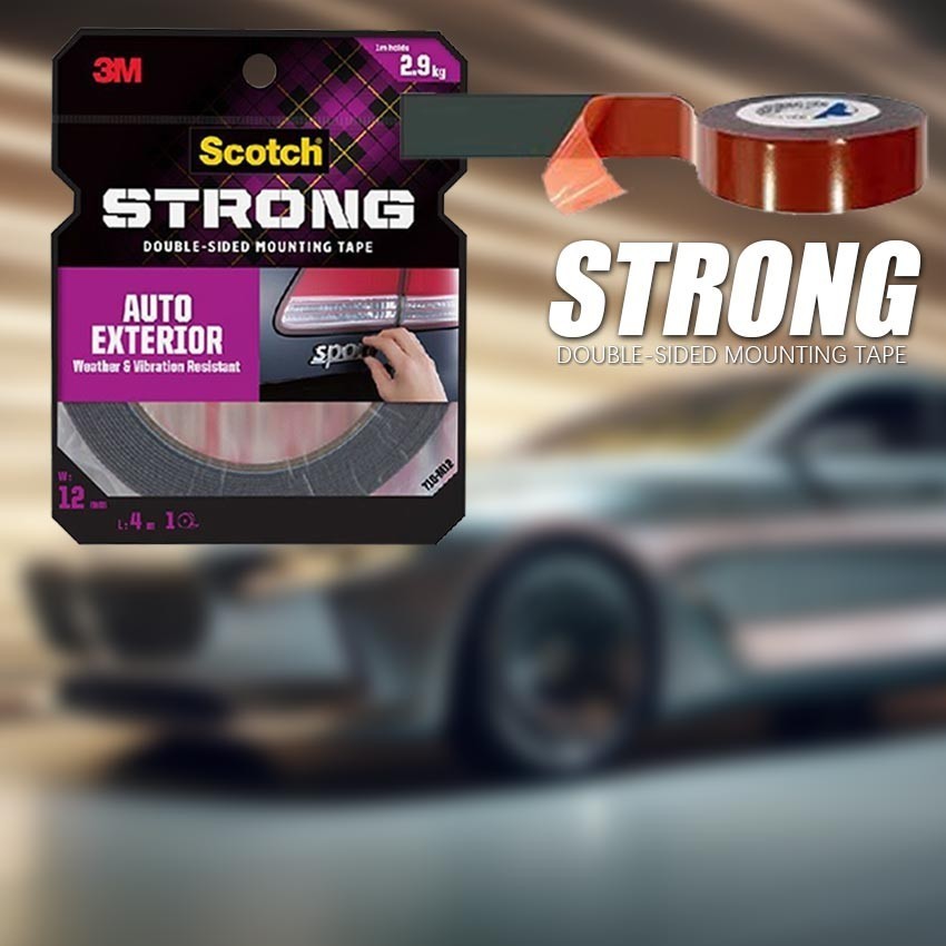 

JAMIN MURAH !!!3M Scotch Double Side-Mounting Extreme Double Tape 12mm x 4m (Untuk Cat Mobil/Logam/Plastik/Kayu) Untuk pengunaan dlam dan luar ruangan/Mobil - Waterproof Super Kuat Anti-UV(BISA LANGSUNG ORDER)
