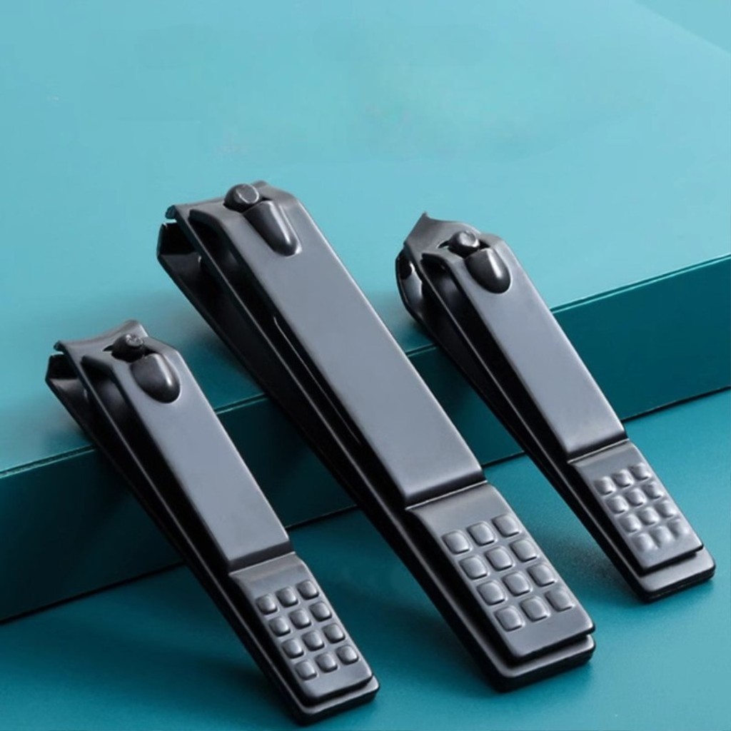 Gunting Kuku HItam Clipper Stainless steel Perawatan Kuku Bentuk Miring Side Nail Gunting Kuku Kutik