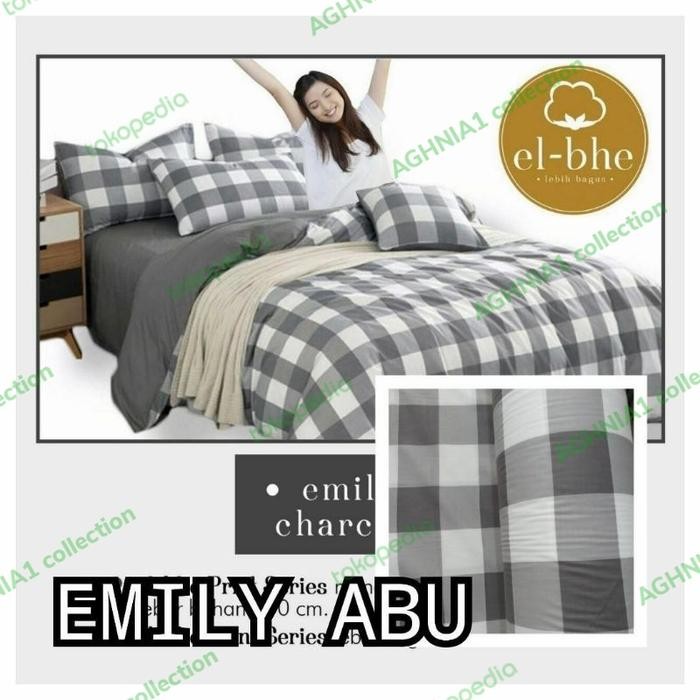 New sprei aesthetic kotak emily grey seprei kotak kotak abu abu - 180 x 200
