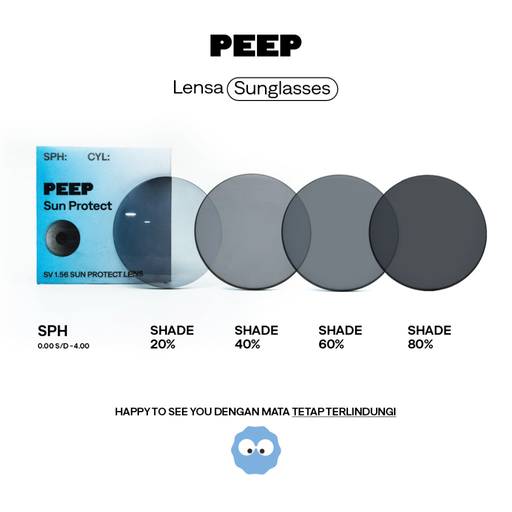 Peep Eyewear - Lensa Sunglasses Hitam (Mata Normal & Mata Minus)