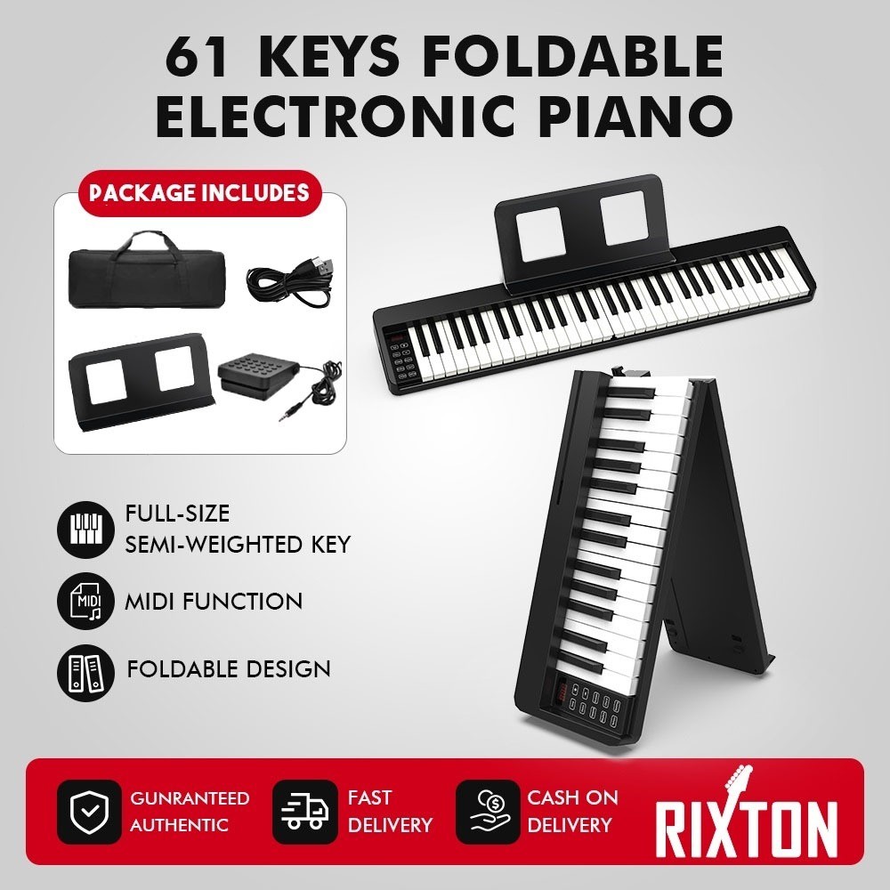 

RIXTON Foldable 61 Keys Keyboard Folding Piano Keyboard Musik With Full Size Semi Weighted Keys Portable Elektrik Lipat Piano