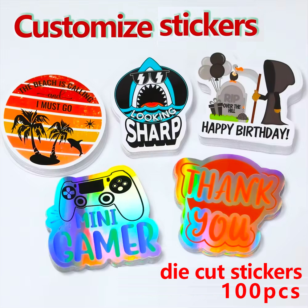 

Custom Die Cut Sticker Your Logo Name Tag PVC Label Vinyl Waterproof Computer Luggage Self Adhesive Personalized Sheet Stickers